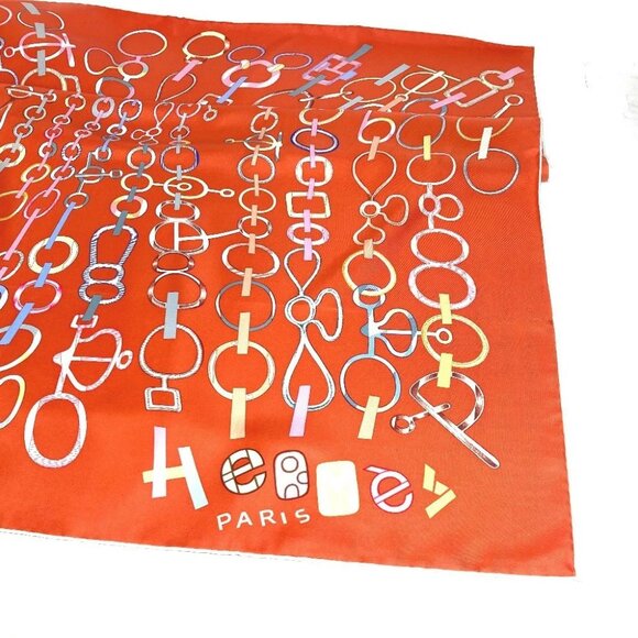 HERMES Carre90 Carre 90 DO RE BOUCLES Scarf silk Orange Unused - Picture 2 of 12